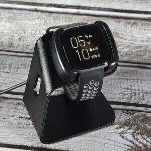 Fitbit Versa 2 Smartwatch Black + Stand Charger Fitness Tracker HR Sleep